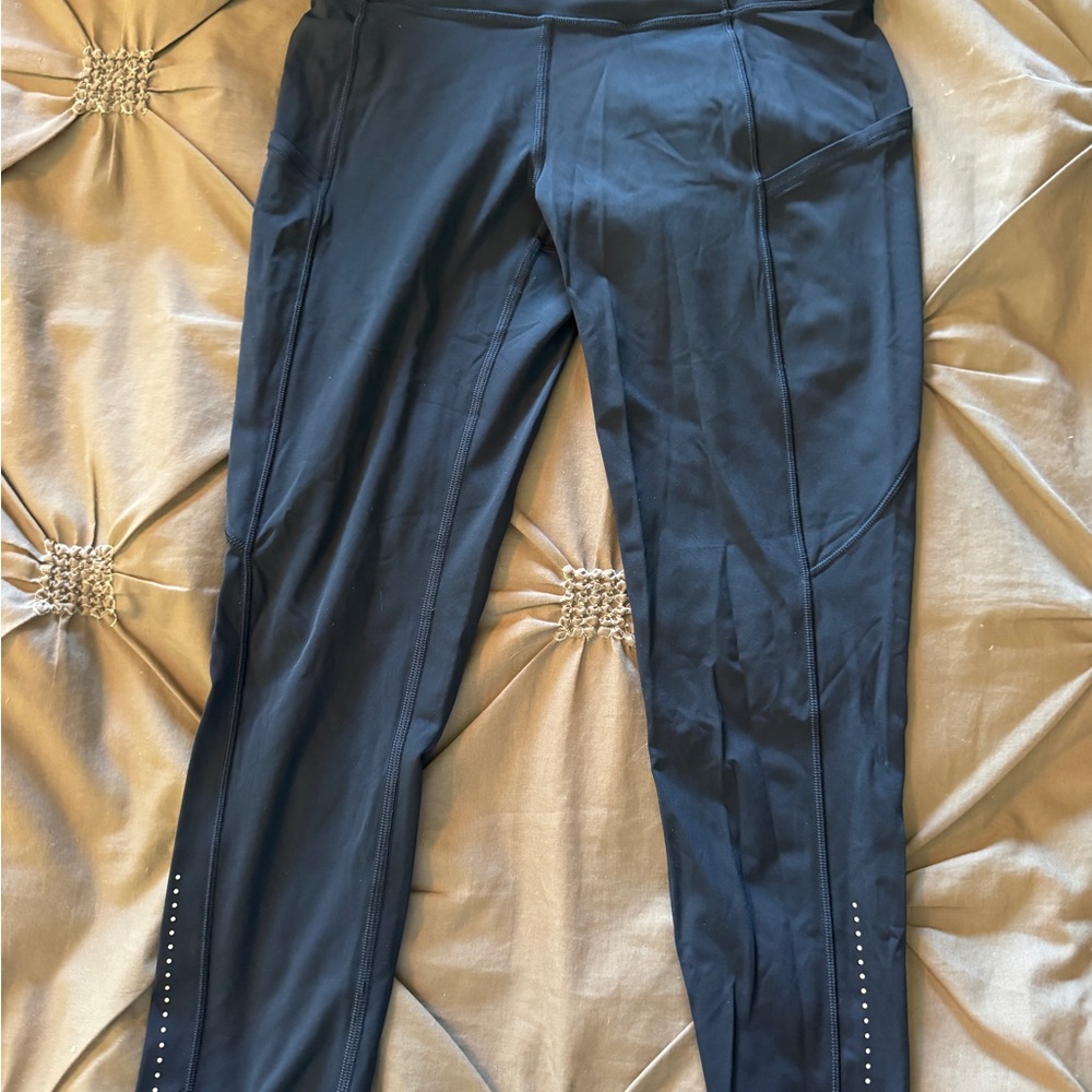Lululemon Athletica Navy Fast & Free Crop Leggings